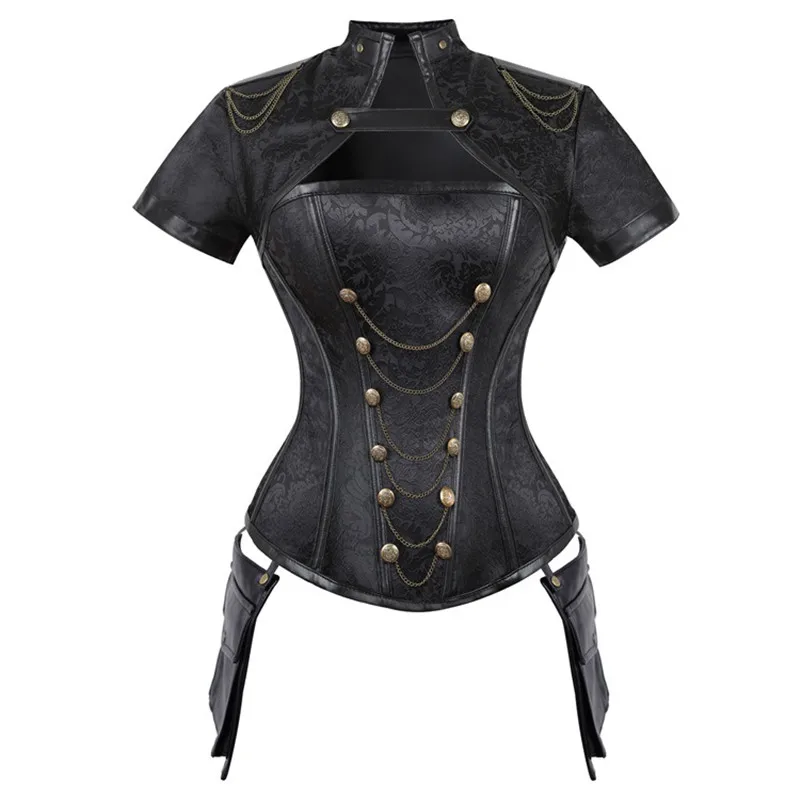 Boning Corset Steel - القرون الوسطى النساء كورسيه فوقي للنساء